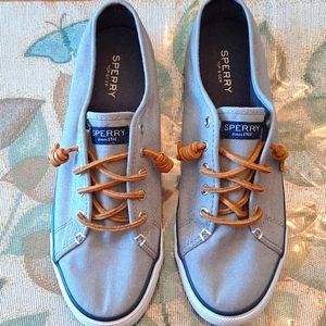 Sperry Womens 9M Gray Canvas Top Sider